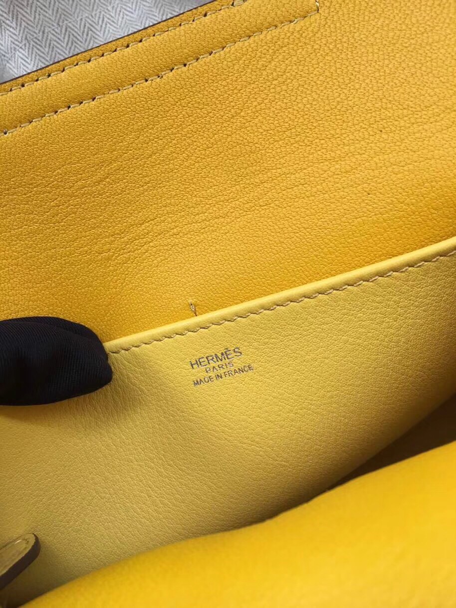 Hermes Mini Halzan 22 Handbag Shoulder Bag In Yellow Swift Leather